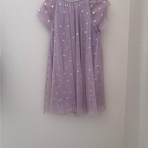 Lavender Heart Print Kids Dress